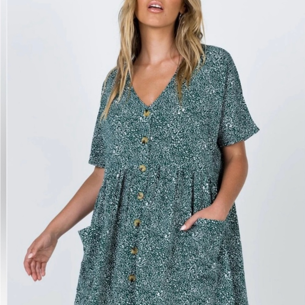 Princess Polly Green Floral Babydoll Dress